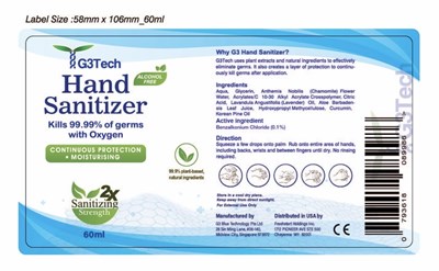60ml Label (60ml Hand Sanitizer Label)